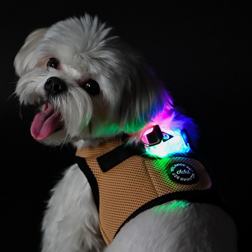 올치 강아지 야간 LED 콤비 메쉬 하네스 B형 HB6295, 베이지