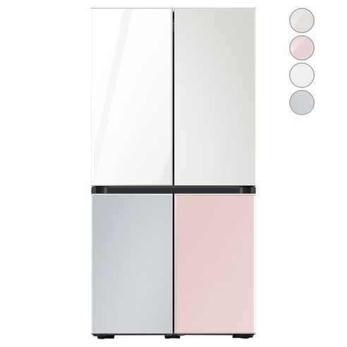 [색상선택형] 삼성전자 비스포크 프리스탠딩 냉장고 방문설치, RF85A9241AP, 글램 화이트 + 코타 화이트 + 글램 핑크 + 코타 페블