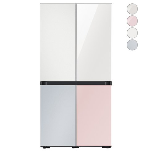 [색상선택형] 삼성전자 비스포크 프리스탠딩 냉장고 방문설치, RF85A9241AP, 코타 화이트 + 글램 화이트 + 코타 페블 + 글램 핑크