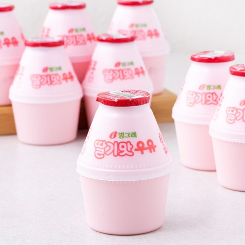 노브랜드 계란찜기  빙그레 딸기맛 우유, 240ml, 8개
