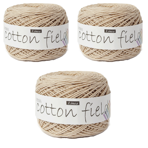 리네아 코튼 필드 뜨개실 80g, 302 연베이지, 3개