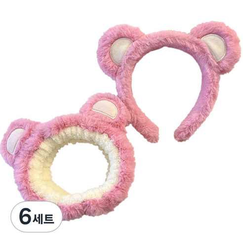 세안밴드 2종 세트, 6세트, 핑크