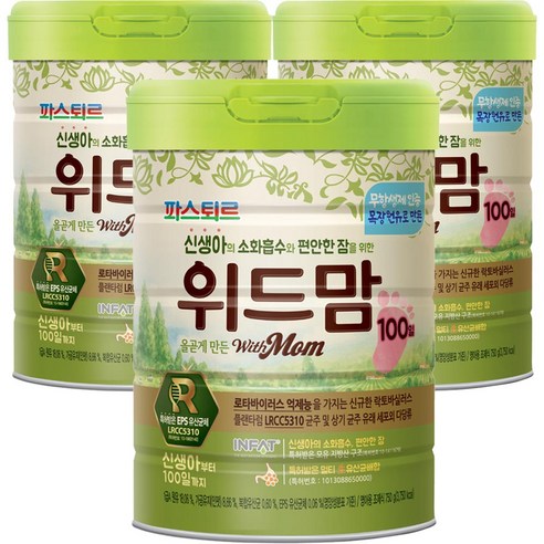 위드맘 파스퇴르 특허받은 유산균체 무항생제원유 분유 100일, 750g, 3개