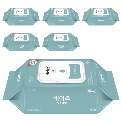 네이즈 노블 물티슈 캡형, 6세트, 70매, 73g