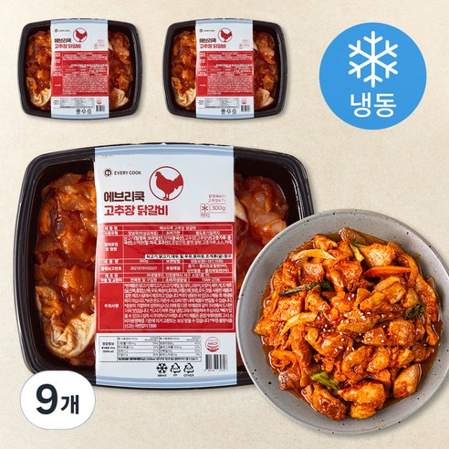 에브리쿡 고추장 닭갈비 (냉동), 300g, 9개