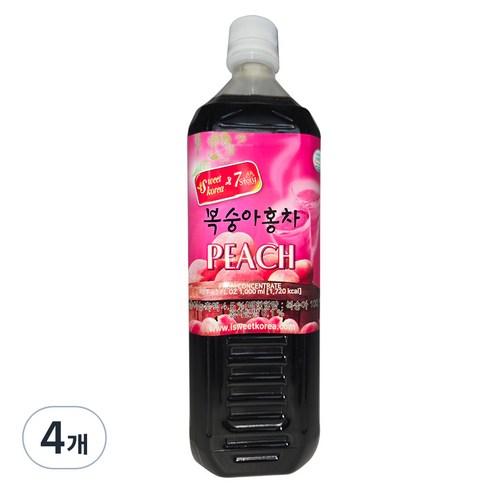 스위트 코리아 복숭아 홍차, 1L, 4개