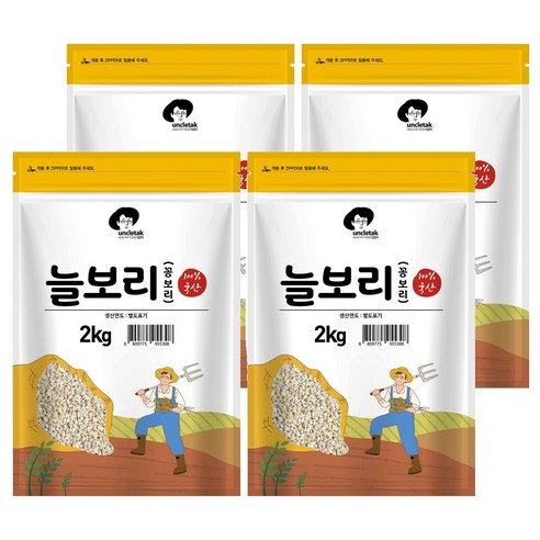 엉클탁 국산 늘보리 꽁보리, 2kg, 4개