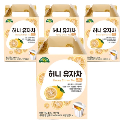 오가닉스토리 허니 유자차, 30g, 15개입, 4개