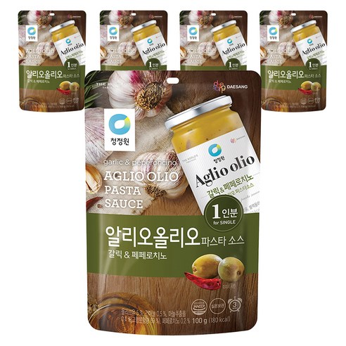 청정원 알리오올리오 파스타소스 싱글파우치, 100g, 5개
