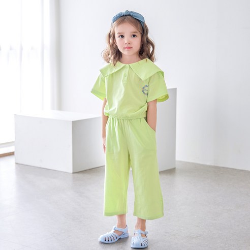 월튼키즈 여아용 통기성 세일러 카라 데일리 상하복 세트