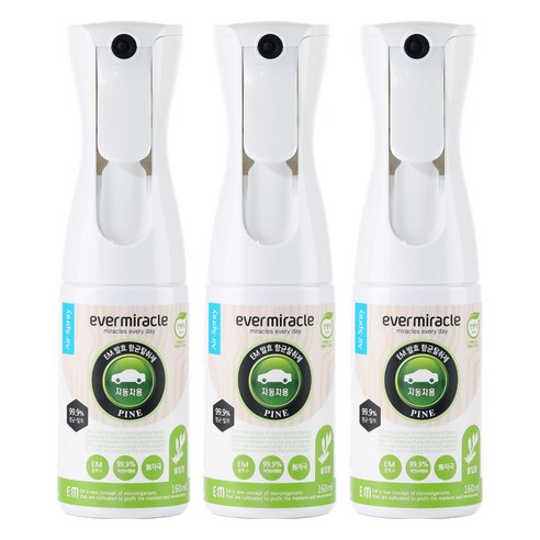 에버미라클 EM 발효 차량용 탈취제 파인향 160ml, 1개입, 3개