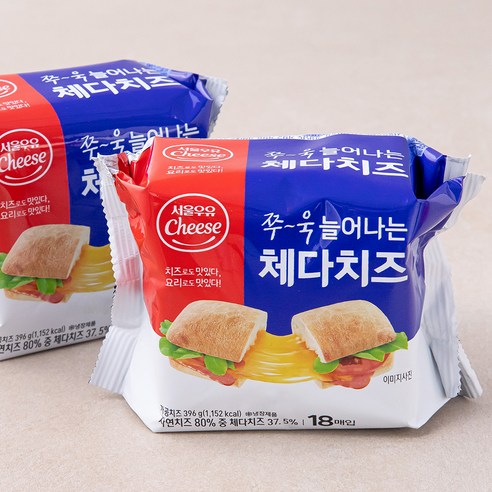 서울우유치즈 쭈욱 늘어나는 체다치즈, 396g, 2개
