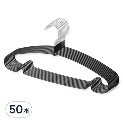 제이밀 코팅 논슬립 옷걸이, 블랙, 50개