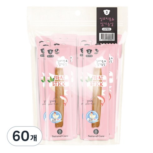 내추럴코어 강아지 미트스틱, 혼합맛(실꼬리돔/닭가슴살), 7g, 60개