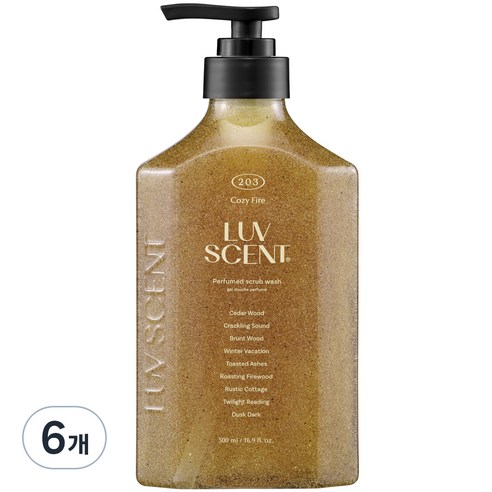럽센트 스크럽 워시 코지파이어 시더우드향, 500ml, 6개