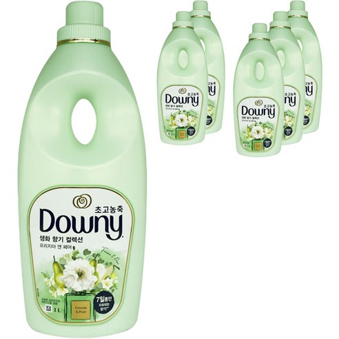 다우니 섬유유연제 생화향기 프리지아 앤 페어, 6개, 1L