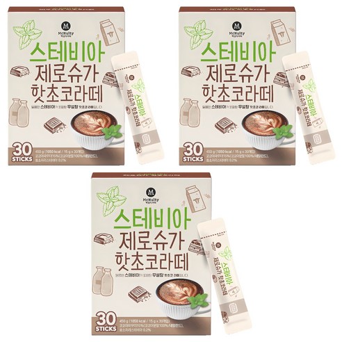 맥널티커피 스테비아 제로슈가 핫초코 라떼, 15g, 30개입, 3개