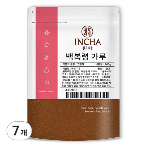 인차 백복령 가루, 200g, 7개 - 건강 분말 | 쿠팡