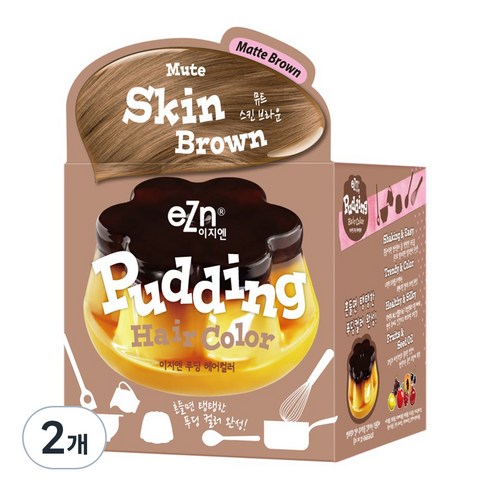 eZn 푸딩 헤어컬러 염모제 70ml, 뮤트 스킨 브라운, 2개