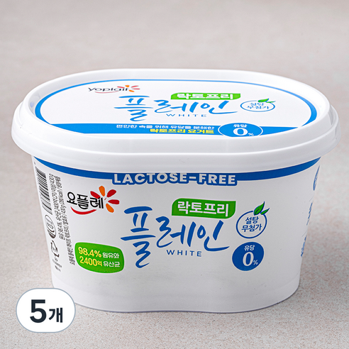 요플레 빙그레 플레인 화이트 락토프리, 430g, 1개입, 5개