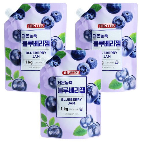 래미푸드 저온농축 블루베리잼, 1kg, 3개