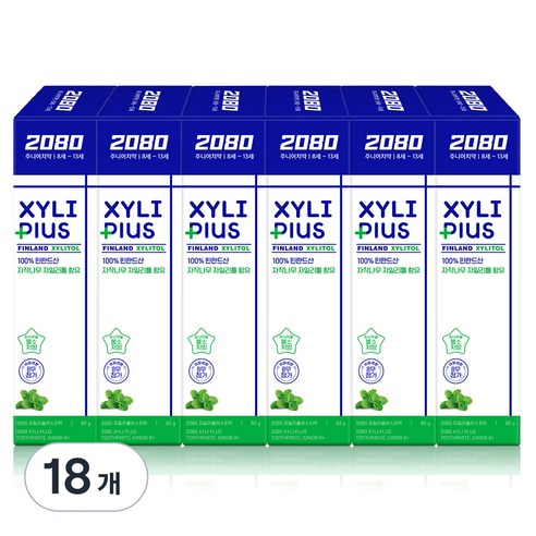 2080 주니어 자일리 플러스 치약, 80g, 18개