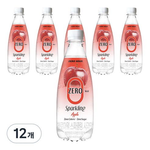 제로아워 0kcal 스파클링 사과맛 탄산음료, 350ml, 12개