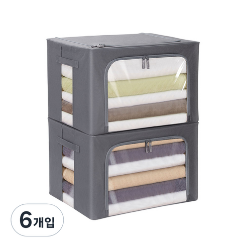 코멧 홈 프리미엄 옥스퍼드 리빙박스, 그레이, 6개