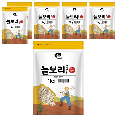 엉클탁 국산 늘보리 꽁보리, 1kg, 6개