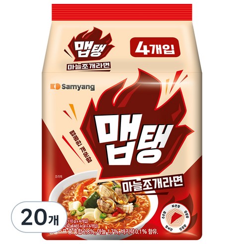 삼양식품 맵탱 마늘조개라면 멀티 110g, 20개