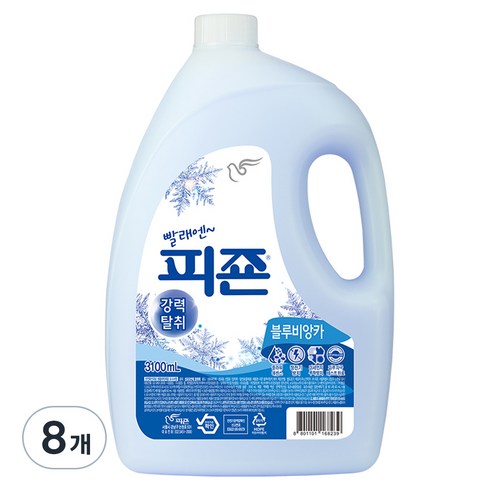 피죤 섬유유연제 블루비앙카 본품, 3.1L, 8개