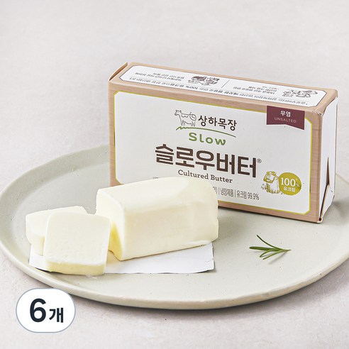 상하목장 슬로우 무염버터, 200g, 6개