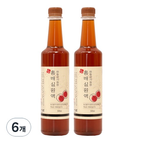 하동감사농원 홍매실원액, 500ml, 6개