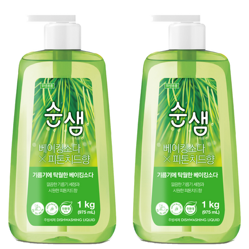 순샘 베이킹소다 피톤치드향 주방세제, 975ml, 2개