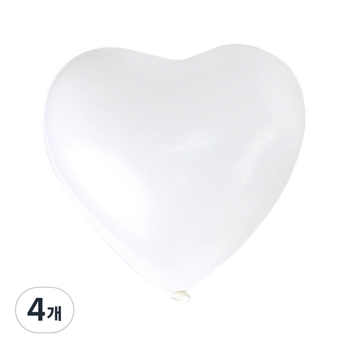파티쇼 하트모양 풍선 스탠다드 15cm 100p, 화이트, 4개