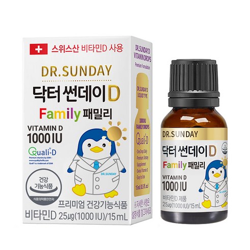 닥터썬데이D 패밀리 1000IU 비타민 영양제, 15ml, 2개