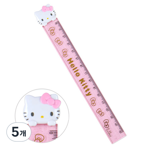 아오이마켓 산리오 헬로키티 마스코트 슬림 자 15cm, 5개, 혼합색상