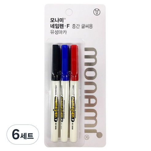 모나미 네임펜 F 혼합 3종 세트, 블랙, 레드, 블루, 6세트