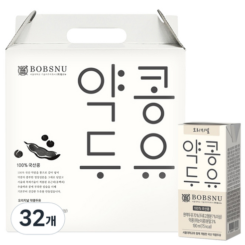 서울대밥스누 오리지널 약콩두유, 190ml, 32개