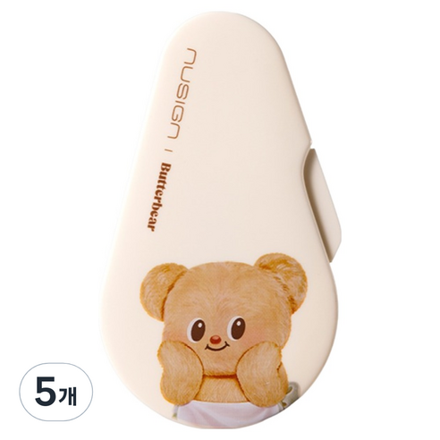 델리 버터베어 누사인 슬라이딩 수정테이프 5mm x 12m, 화이트, 5개