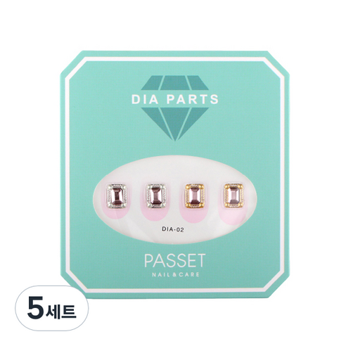 파셋 다이아 네일 파츠 스티커 세트, 베이직02, 5세트