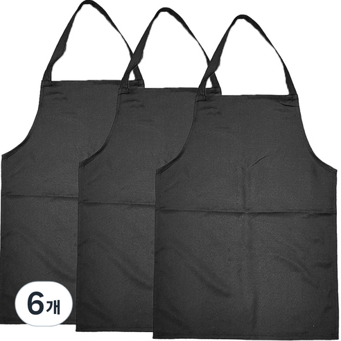 손님용 앞치마, 블랙, 6개
