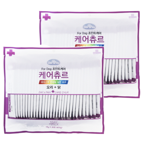 데이스포 강아지 케어 츄르 15g x 30p, 오리 + 닭 혼합맛, 450g, 2개