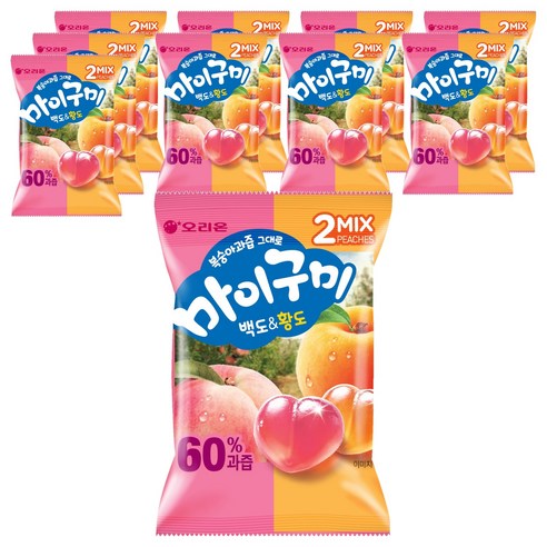 마이구미 복숭아과즙 그대로 백도황도, 10개, 66g