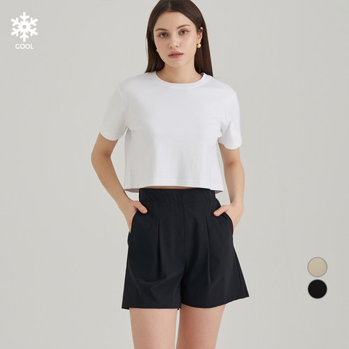ELLE GIRL 여성 쿨터치 링클프리 스트레치 밴딩 숏 팬츠