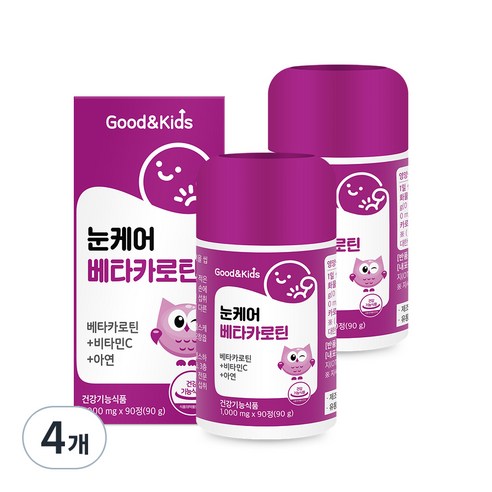 내츄럴플러스 굿앤키즈 눈케어 베타카로틴 90g, 90정, 4개