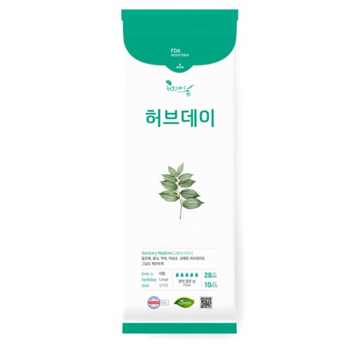 허브데이 대형 생리대 날개형, 10개입, 1팩