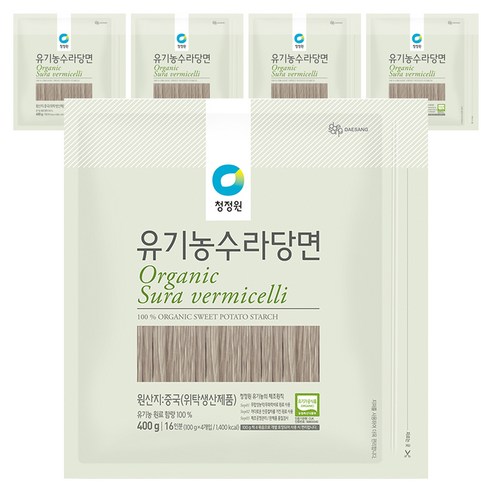 청정원 유기농 수라당면, 400g, 5개