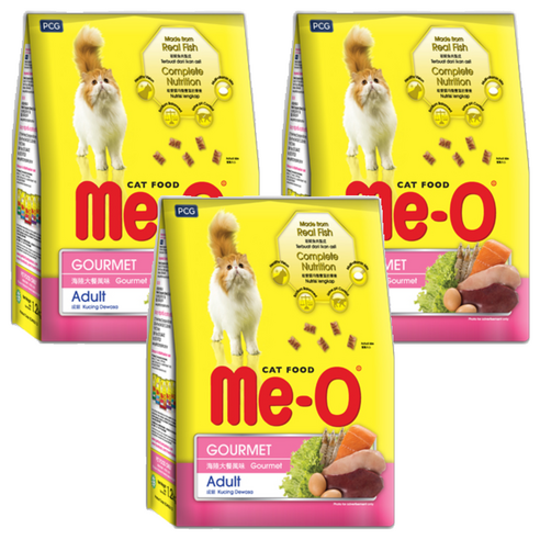 MeO 어덜트용 고양이 고메 건식사료, 닭, 1.1kg, 3개