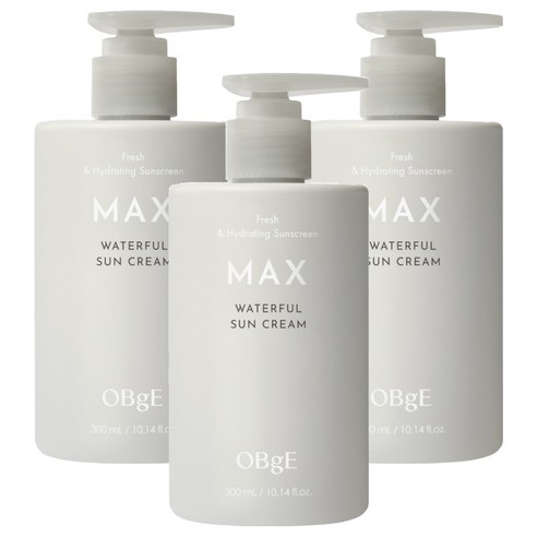 OBge 맥스 워터풀 선크림 SPF 50+ PA++++, 3개, 300ml